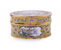 A Chinese canton enamel 'European Subject' box and cover