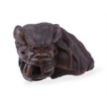 Sato Masayoshi: A Japanese Boxwood Netsuke of a Shishi