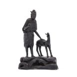 A Chinese bronze of Magu and a deer