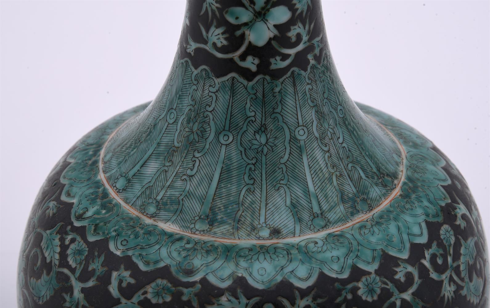 A Chinese green and black glazed bottle vase - Image 3 of 4