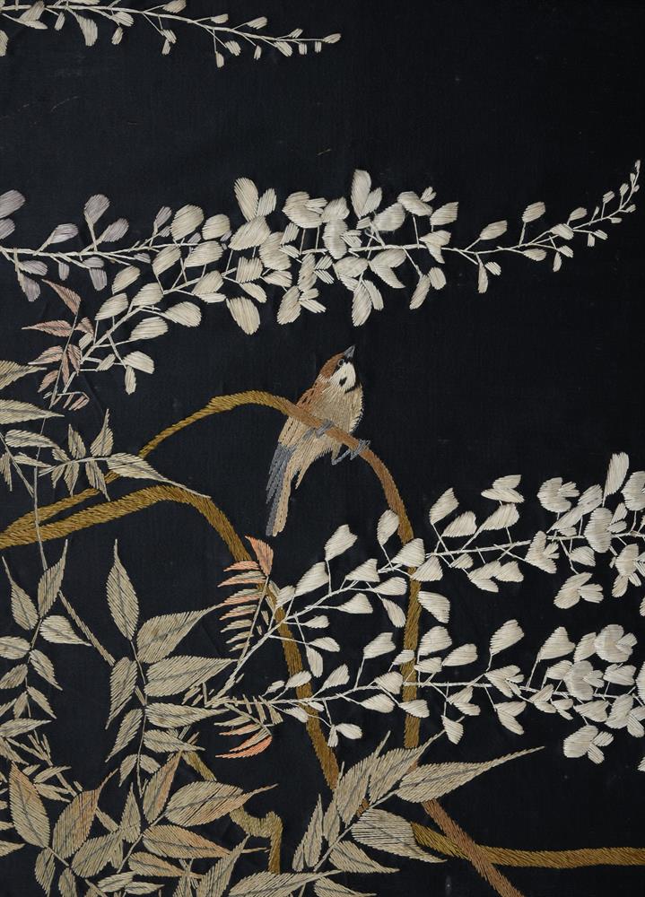 A Four-Fold Japanese Embroidered Screen - Image 3 of 4