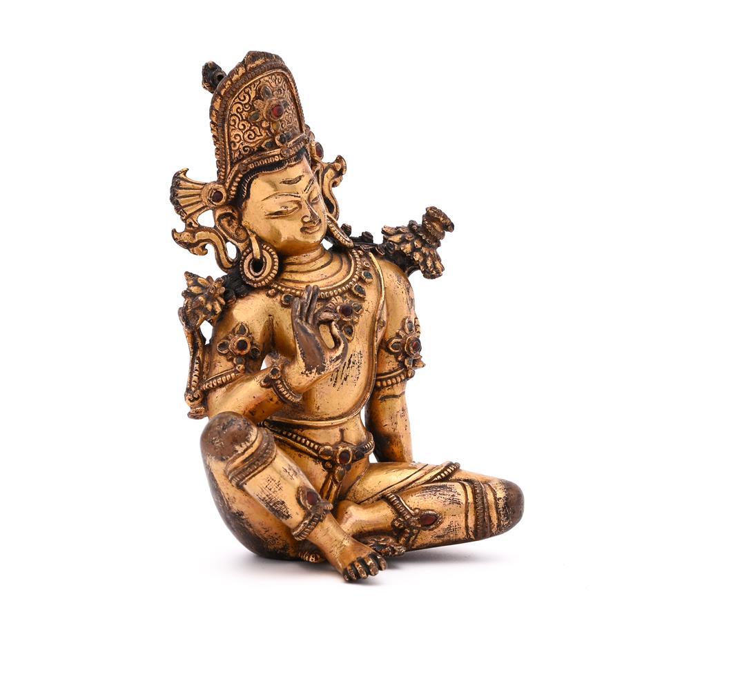 A Nepalese gilt bronze figure of Indra - Bild 2 aus 5