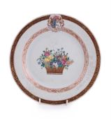 A Chinese Export Famille Rose Armorial plate