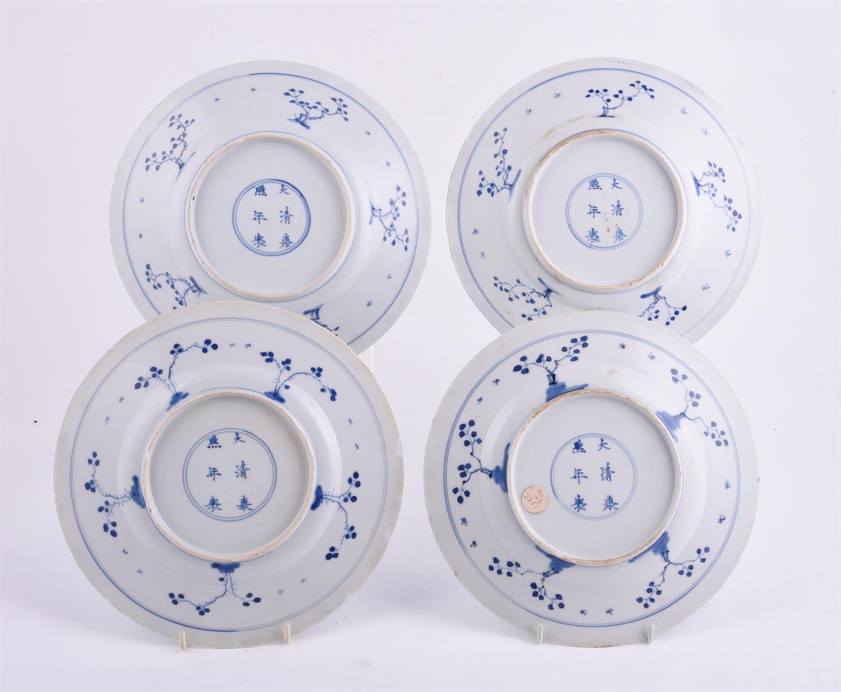 A set of four Chinese blue & white 'ladies' plates - Image 4 of 5