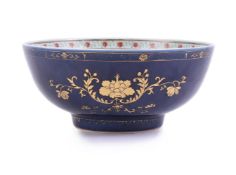 A Chinese blue-ground punch bowl