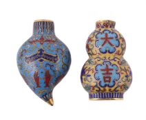 Two Chinese cloisonné snuff bottles