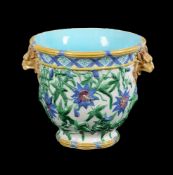 A MINTON MAJOLICA 'PASSION FLOWER' JARDINIERE