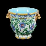 A MINTON MAJOLICA 'PASSION FLOWER' JARDINIERE