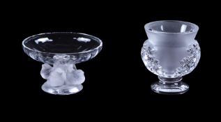 LALIQUE, CRYSTAL LALIQUE, SAINT-CLOUD, A CLEAR AND FROSTED GLASS COMPORT VASE