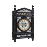 AN AESTHETIC MOVEMENT EBONISED MANTEL CLOCK