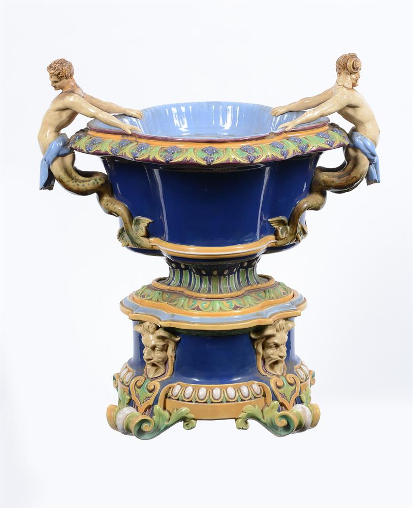 A MINTON MAJOLICA WINE COOLER AND STAND - Bild 2 aus 4