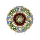 A MINTON MAJOLICA CRYSTAL PALACE ART UNION CHRISTMAS PUDDING SERVING DISH