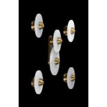 A GROUP OF FIVE MARBLE AND METAL WALL LAMPS IN ART DECO STYLE