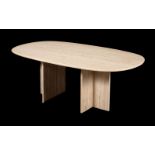 A MODERN SOLID TRAVERTINE DINING TABLE