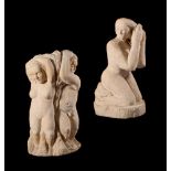 T HORNER, PUTTI, A SCULPTED LIMESTONE MODEL OF A MAN AND WOMAN