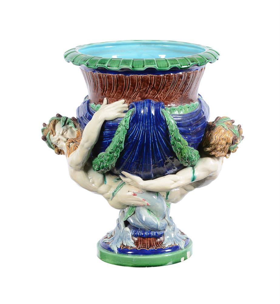 A MINTON MAJOLICA BOTTLE COOLER