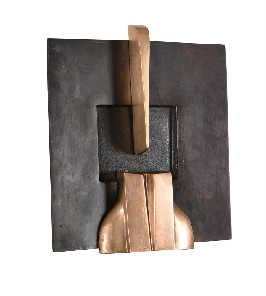 A GILT AND PATINATED BRONZE ABSTRACT WALL PLAQUE - Image 2 of 2