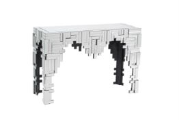A MODERN MIRRORED GLASS CONSOLE TABLE IN ART DECO STYLE