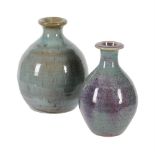 λ EDWARD HUGHES (1953-2006), TWO SIMILAR BOTTLE VASES