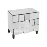 A MODERN MIRROR CLAD CHEST OF THREE DRAWERS
