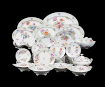A COMPOSITE MEISSEN (OUTSIDE DECORATED) AND DRESDEN PART DINNER SERVICE