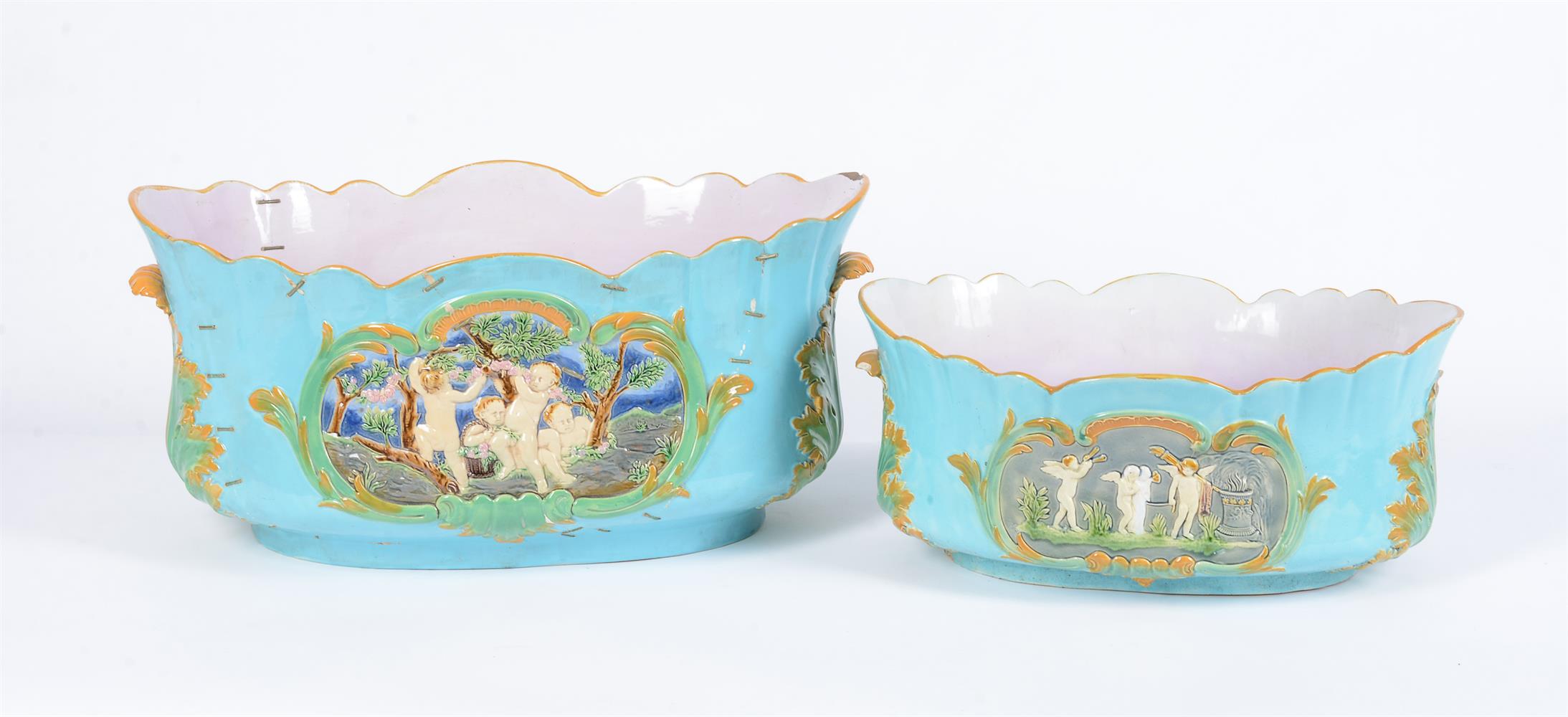 A MINTON MAJOLICA JARDINIERE - Image 2 of 2