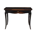 A BLACK LACQUERED WRITING OR DRESSING TABLE IN CHINESE STYLE