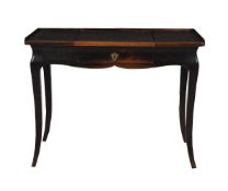 A BLACK LACQUERED WRITING OR DRESSING TABLE IN CHINESE STYLE