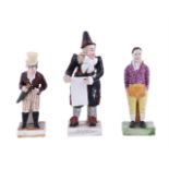 THREE VARIOUS STAFFORDSHIRE PEARLWARE MALE THEATRICAL FIGURES