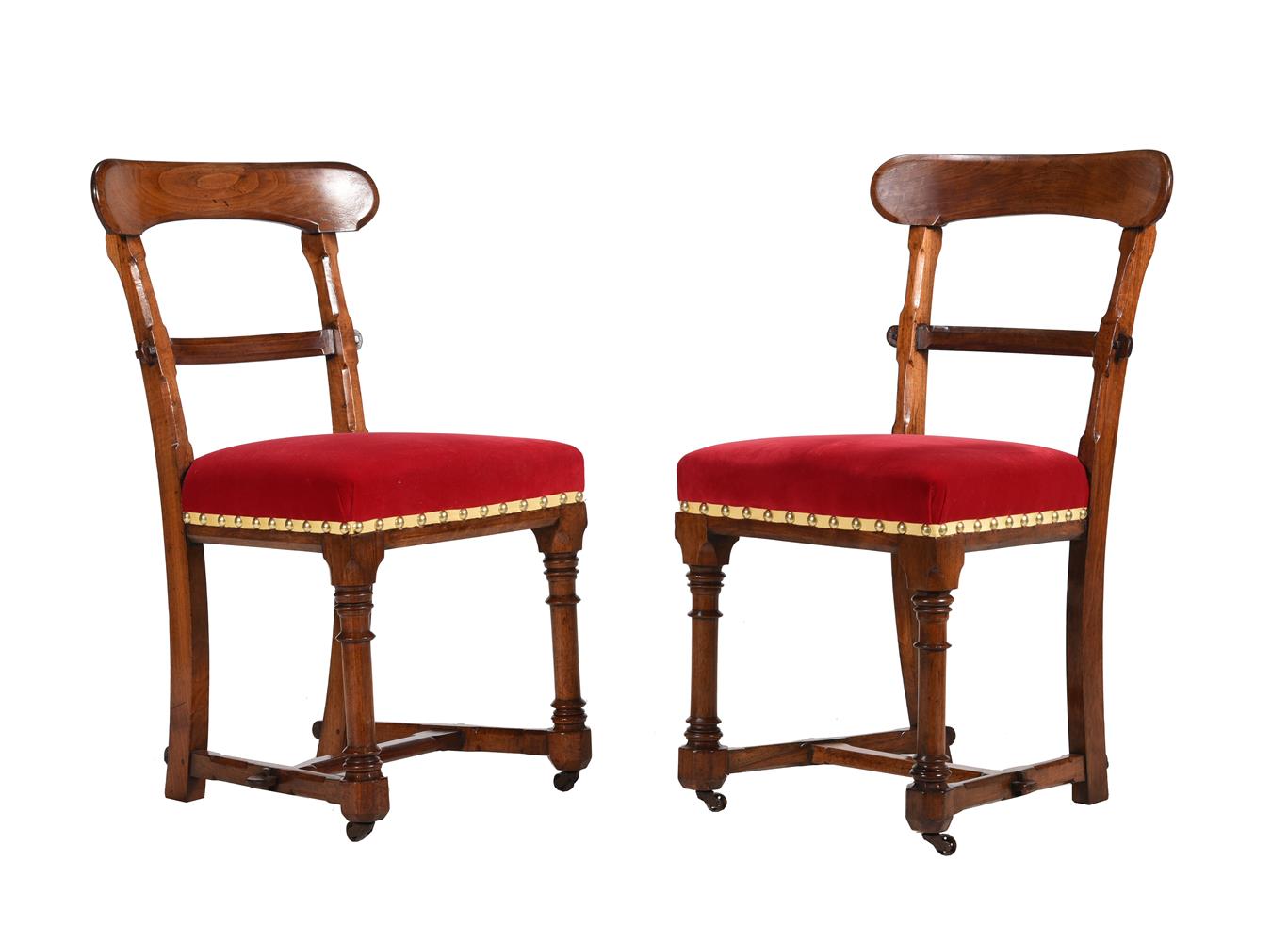 A PAIR OF REFORMED GOTHIC WALNUT SIDE CHAIRSATTRIBUTED TO EDWARD WELBY PUGIN