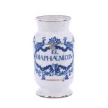 AN ENGLISH DELFT BLUE AND WHITE DRUG JAR