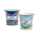 TWO SIMILAR MINTON MAJOLICA JARDINIERES