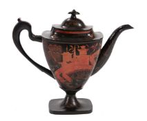 A PAINTED TINWARE COFFEE POT IN REGENCY STYLE