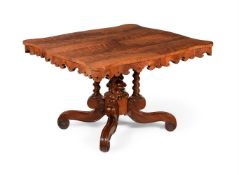 A CONTINENTAL MAHOGANY PEDESTAL CENTRE TABLE