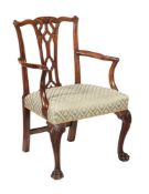 A MAHOGANY ARMCHAIR IN GEORGE III STYLE