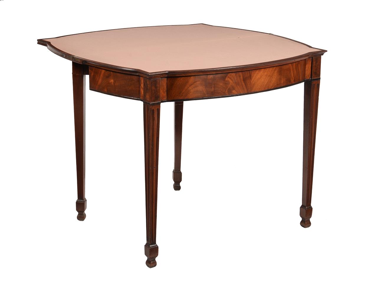 A LATE GEORGE III MAHOGANY BOWFRONT CARD TABLE - Image 2 of 2