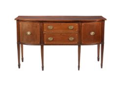 A GEORGE III MAHOGANY AND SATINWOOD CROSSBANDED SIDEBOARD