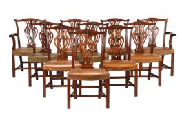 A SET OF TEN DINING CHAIRS IN GEORGE III STLYE