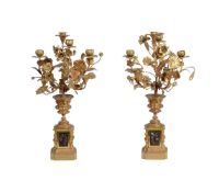 A PAIR OF GILT METAL CANDELABRA