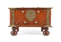 A DUTCH COLONIAL TEAK AND BRASS CHEST
