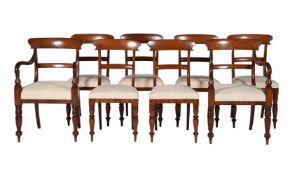 A SET OF EIGHT EARLY VICTORIAN MAHOGANY DINING CHAIRS