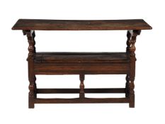 AN OAK MONK'S BENCH OR HUTCH TABLE