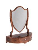 A GEORGE III MAHOGANY, INLAID, AND BONE DRESSING TABLE MIRROR