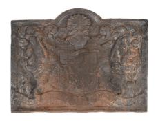A CAST IRON FIREBACK IN 17TH CENTURY STYLE