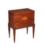 A MAHOGANY AND MARQUETRY CELLARET