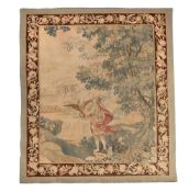 A FRENCH WOVEN FALCONRY TAPESTRY PANEL