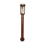 A GEORGE III MAHOGANY MERCURY STICK BAROMETER