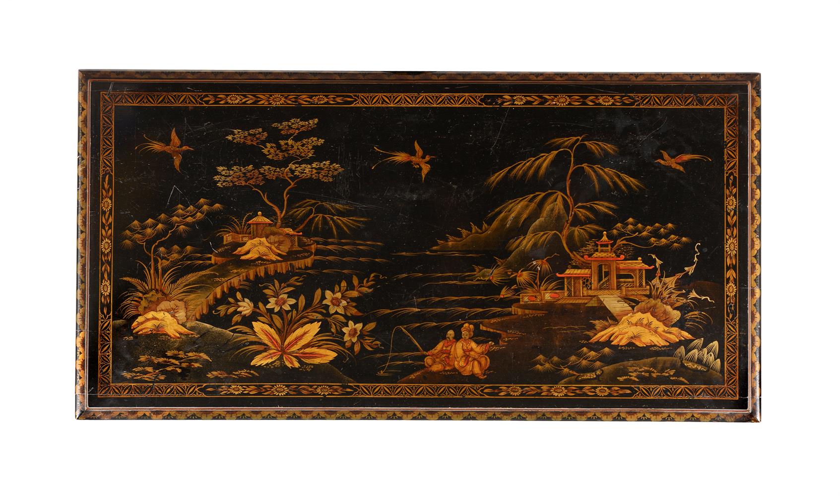 A BLACK AND GILT PAINTED CHINOISERIE WRITING DESK - Image 2 of 4