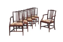 A SET OF SIX MAGHOGANY DINING CHAIRS IN GEORGE III STYLE