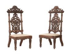 A PAIR OF ANGLO-INDIAN HARDWOOD SIDE CHAIRS